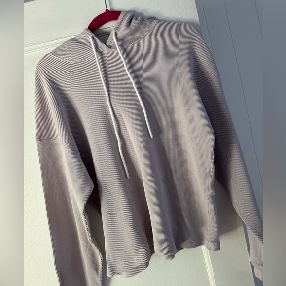 Lilac pastel waffle cotton hoodie & jogger lounge wear matching set - Picture 5 of 14